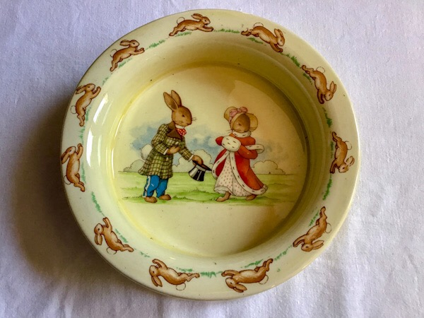 Royal Doulton Bunnykins Greetings baby bowl signed | Cameron Percy Antiques