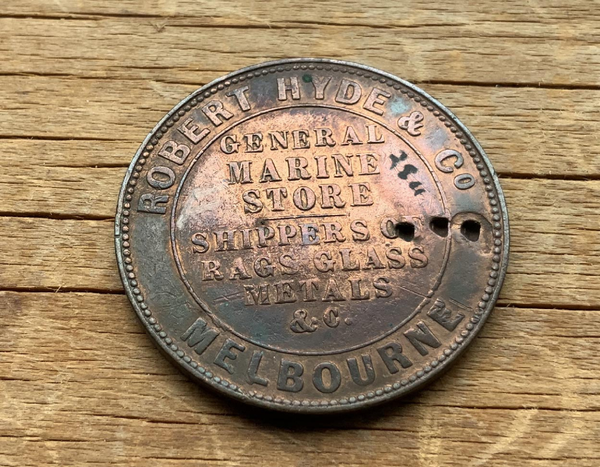 1857-1861 Robert Hyde & Co Melbourne Australia penny token coin C3732 ...